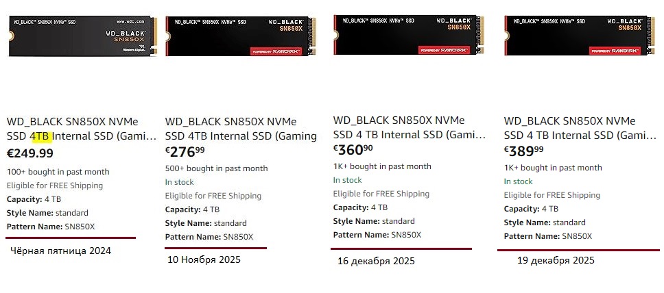 SSD WD Black SN850X 4TB Amazon Germany